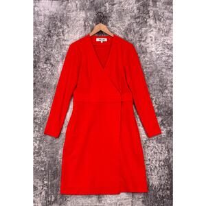 Diane Von Furstenberg Red Long Sleeve Wrap Dress